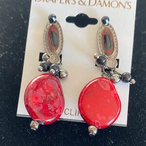 Red Oval Drop Earrings